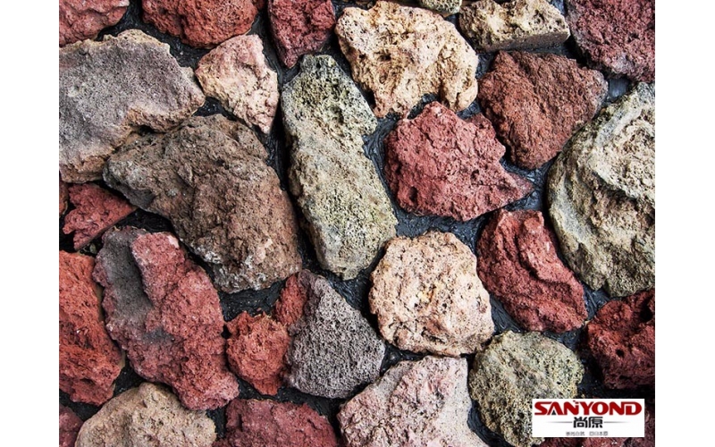 紅褐色五彩火山石單機(jī)切面亂型板LR2022